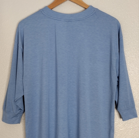 Athleta Inspire Slate Blue Relaxed Fit Oversized 3/4 Sleeve Tee Sz S - Picture 7 of 16